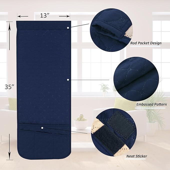Armchair Caddy for Couch Remote Control Holder Premium Durable Non-slip Sofa Armset Organizer Caddy Storage for Recliner Couch 4 Pocket for Cell Phone Magazine 35"x13" Navy 1 Piece
