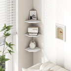 Fun Memories Corner Shelf Wall Mount, Floating Corner Shelves, Set of 6 Corner Wall Shelf Organizer, Rustic Wood Wall Storage Display Shelves for Living Room Bedroom Bathroom Kitchen, Rustic White
