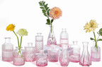 Valentine's Day Glass Pink Bud Vases Set of 12, Mini Flower Valentine Vase for Centerpieces, Small Vases in Bulk for Wedding Decorations, Vintage Vase for Table, Home Décor