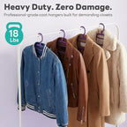 HOUSE DAY Plastic Clothes Hangers 36 Pack, Sweater Hangers No Shoulder Bump, Thick Heavy Duty Coat Hanger for Closet, Purple Wide Hanger with Non-Slip Hook for Sweaters, Suits, Dresses, Jackets, Pants