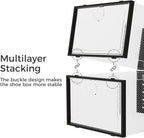 Pinkpum 15 Pack X-Large Shoe Storage Boxes Fit Size 11, Shoe Organizer for Closet Clear Plastic Stackable Shoe Dispaly Case Bins Holder, Sneaker Storage for Sneakerheads Black