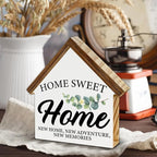 Housewarming Gifts, New House Decor, Home Sweet Home House Shaped Wooden Block Sign Living Room Decor for Desk Table Shelf