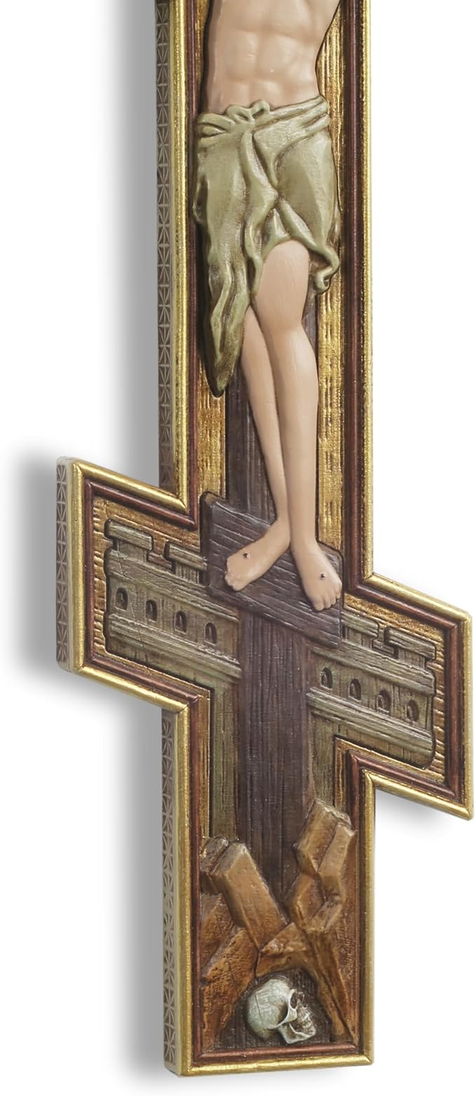 DevotedWalls 12" H Hand Painted Traditional Orthodox Cross for Wall,Byzantine-style Religious Crucifix,Traditional Christian Crucifix for Chapel,Church,Office and Home Decor,Orthodox Cross for Prayer Corner Hanging(Hand Painted in Full Color)