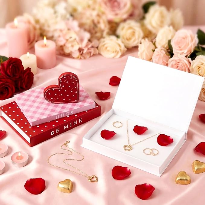 Thyle Decorative Books Fake Faux Aesthetic Coffee Table Books Decoration for Living Room Bedroom Office Shelf Bookshelf Decor(Valentines,Paper)