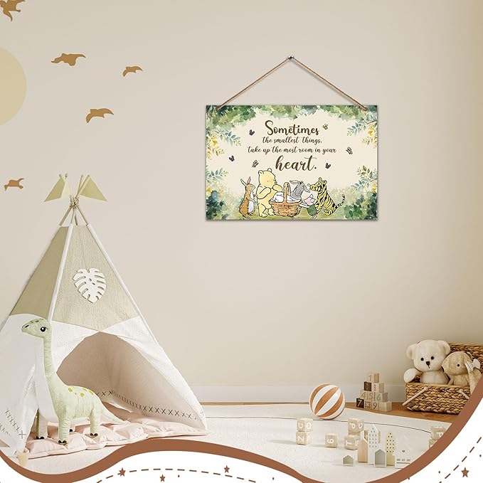 1PCS Winnie Quotes Baby Shower Sign, the Pooh Wall Hanging Decor, Sometimes the Most Things Wall Gifts, Adorable Winnie Sign for Nursery Home Bedroom, Baby Shower Party Supplies