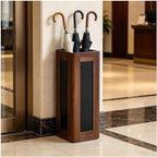 Umbrella Stand with Removable Plastic Drip Tray, Spacious Storage Bucket, for Home Entryway Decoration and Hotel Lobbies, Features a Solid Wood Umbrella Bucket, Acrylic Frame(Brown)