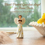 Hand-Painted Guardian Angel Figurine with Heart & Daisy Details – 5.8 Inch Resin Angel Statue for Home Decor – Sympathy, Memorial, & Friendship Gifts for Women, Mom, Grandma, Best Friend