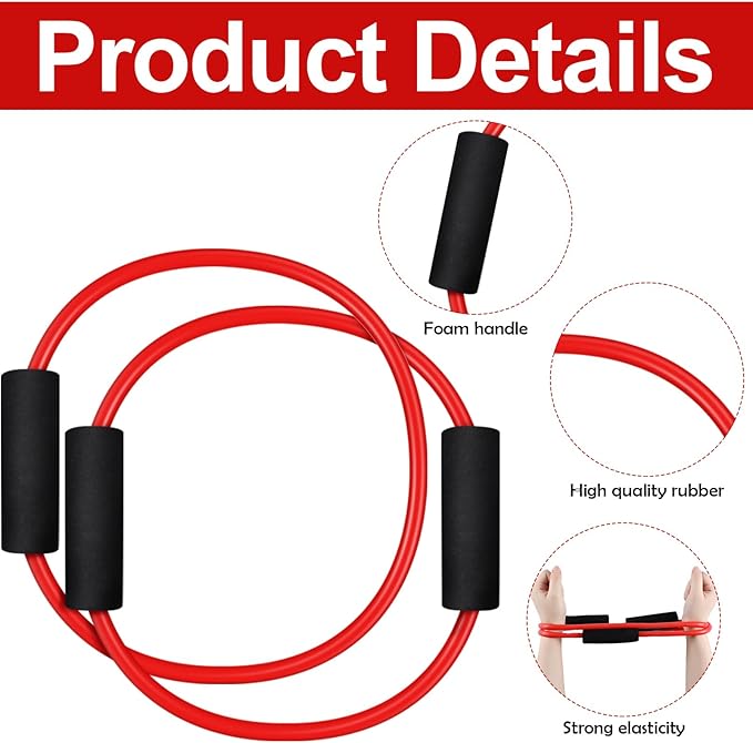 Barre Double Tube Red Resistance Band Exercise Tubes for Home Pilates Barre Workout