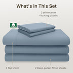 California Design Den Split King Sheet Set - 100% Cotton, 600 Thread Count, Breathable Luxury King Size Sheets for Adjustable Bed, Luxury Soft Hotel-Quality Sheets with Sateen Weave - Pastel Blue