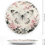 Customize Gifts Plates Ceramic, William Morris Pink Floral And Butterflies Porcelain Dessert Plate Set Household with Display Stand, Rustic Decor for Kitchen Art Decoration Festival, 6", 7", 8", 10"