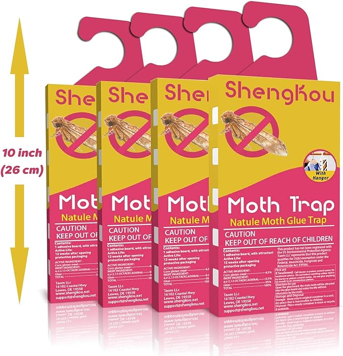 Effective and Refillable Dual Moth Pheromone Traps, Ultimate Solution to Clothes & Pantry Moth Control -4 Pack