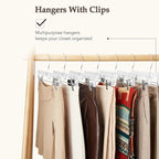 HOUSE DAY Clear Pants Hangers 100 Pack, Non-Slip Plastic Skirt Hanger with 2 Adjustable Clips, Heavy Duty Clip Hangers for Pants, Skirts, Shorts, 14" Clear Hanger, 360-Rotating Swivel Hook