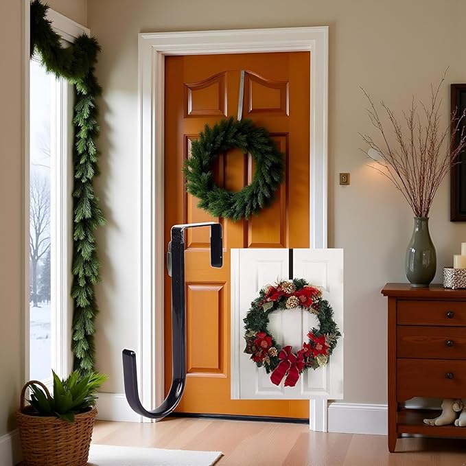 1 Pc Black Hanger 5" - Strong Bearing Hanger for Christmas Halloween Wreath Decorations, Steel Material, 20lb Load Bearing