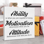 Inspirational Office Wall Decor, Motivational Plaques with Positive Sayings Canvas Painting Wall Art for Home Office Bathroom Decoration, Ability Sign Framed Posters Art Work Gift, 8 x 8 Inches