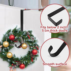 12 in Wreath Hanger for Front Door 2 Pack Black Wreath Hangers Over The Door Wreaths Hanger Hook Hangers Sturdy Hanging Hooks Christmas Fall Halloween Wreaths Decorations Wide