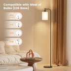SIBRILLE Floor Lamp with Linen Shade, Dimmable Tall Standing Lamp with Remote Control & 3 Color Temperatures, Modern Floor Lamps for Living Room Bedroom Office Corner, 9W LED Bulb Included