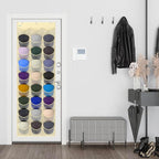 Unjumbly Baseball Hat Rack, 27 Pocket Over-The-Door Hat Organizer with Clear Deep Pockets to Display Baseball Caps Collection, Complete with 3 Over Door Hooks (Beige, 27 Pockets)