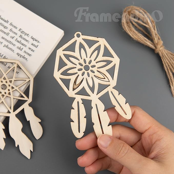 Framendino, 40 Pack Wooden DIY Dream Catchers Kits Decorative Hanging Ornaments to Paint for Home Tree Decor
