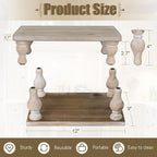 MAONAME Decorative Wooden Display Riser, Farmhouse Wood Pedestal Stand for Display, Rustic Washed White Tray Riser for Kitchen, Home Table Decor, Short and Tall Footed