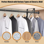 Closet Rod, 16 to 100 Inch Closet Rods Heavy Duty Adjustable Wardrobe Poles for Hanging Clothes and Heavy Duty Bracket Closet Pole Support (The Shelf NOT Included)(Black)