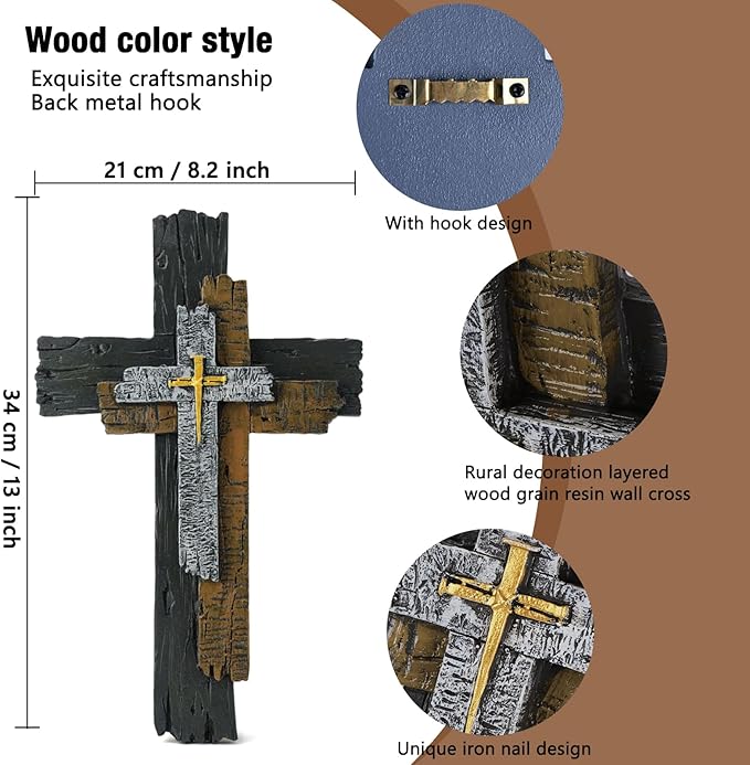 JUXINGDAZYF Wall Cross Christians Cross Spiritual Religious Cross Gifts With Hook on Hanging Wall Or Table With Blessed For Church Home Room Decoration For Christmas