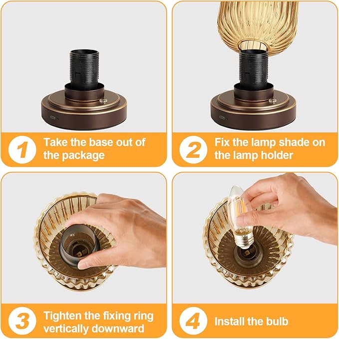 LigthRound Touch Table Lamp for Bedroom, Cordless Bedside Small Table Lamp, Dimmable Rechargeable Battery Operated Lamp for Nightstand, Bedside, Living Room, Desk, LED Bulb Included