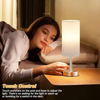 Dicoool White Touch Bedside Lamp with USB - 3 Way Dimmable Table Lamp for Bedroom, Nightstand Lamp with Nickel Charging Station and Silver LampHolder for Dorm Kids Room, Small
