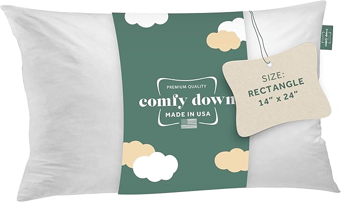 ComfyDown Decorative Throw Pillow Insert, Down and Feather Fill, 100% Cotton Cover, 233 Thread Count - Made in USA (14 X 24)