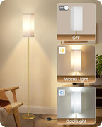 2Pack Floor Lamp, Pole Lamp with Foot Switch, Modern Standing Lampshade, Minimalist Freestanding Lamp (Bulb Not Included)for Living Room, Bedroom,Study, ETL Listed,Gold and White DCW07LDP205
