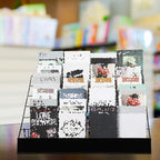 Queekay 6 Tier Wire Countertop Rack black Comic Book Holders Wide Wire Magazine Rack Tabletop Display Stand for Table Top Book Brochure Literature Comic Greeting Card Shelf Holder Stand
