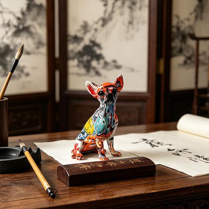 Colorful Chihuahua Statue, Creative Dog Puppy Home Sculpture Decor, Suitable for Bookshelf Desktop Kitchen Living Room Decorative Table Decoration, Gift for Dog Lovers Women and Men(Large)