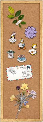 TORASO Cork Board Bulletin Board, Corkboard for Walls with Rustic Brown Frame, Large Wall Mounted Cork Board with Installation Kit,11.8" x 35.4" Pin Tackboard for Home,Office, School (RMB-RB-3090)
