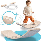 Wooden Wobble Balance Board Kids, 27 Inch Balance Board Toddlers with Natural Wood Board with Rope for Indoor&Outdoor Exercise, Open Ended Learning Toy for Body Training, Birthday