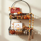 Equsion Seasonal Wooden Bead Garland with Tassels, 3.3 ft Holiday Vintage Boho Bead Garland Easter Tray Decoration, Vase Wall Room Art Birthday Party Decoration(Gradient Yellow)