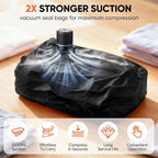 Vacuum Bags for Travel with Pump, Reusable Vacuum Compression Bags, IP68 Waterproof Space Saver Storage Bags for Clothes, Backpack, Luggage & Suitcase, Lightweight Travel Organizer (2PC + Pump)