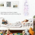 Pretty Jolly Purple Moon Kids Dream Catcher Wall Decor Pompom Feather Baby Dreamcatcher Handmade Children Dream Catcher Home Décor Wall Hanging for Nursery Bedroom Boys Girls Birthday Gift-25.6in