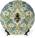 Home Decorations Plates Ceramic, William Morris Flowers And Bees Customize Christmas Gifts Ceramic Dinner Plates for Art Decoration Table Festival Decor, with 1 Display Stand