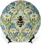 Home Decorations Plates Ceramic, William Morris Flowers And Bees Customize Christmas Gifts Ceramic Dinner Plates for Art Decoration Table Festival Decor, with 1 Display Stand