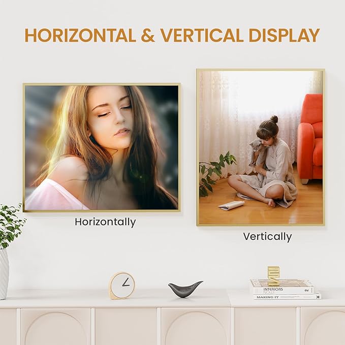 18x22 Aluminum Metal Picture Frame,Tempered Glass Gold Photo Frame 18x22 for Family Photo,Posters,Art,Document to Wall Mount Horizontally or Vertically