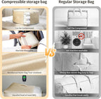 2 Pack Space Saving Comforter Storage Bag with Handle, 3-Layer Compression Blanket Storage Bags Adjustable In 3 Sizes (142L, 107L, 71L), Washable Bedding Organizer For Pillow Duvet Clothing Plush Toy