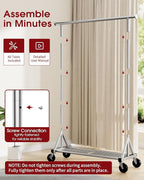 Heavy Duty Stainless Steel Rolling Clothes Rack with Mesh Shelf, Lockable Wheels & Anti-Slip Stoppers, Large Capacity Clothing Organizer for Bedroom, Laundry Room, 42.5" x 16.5" x 65.9", Silver