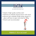 RSVP International Novelty Loose Leaf Tea Infuser/Strainer Includes Drip Stand, Umbrella/Stand, 1.25 x 5"