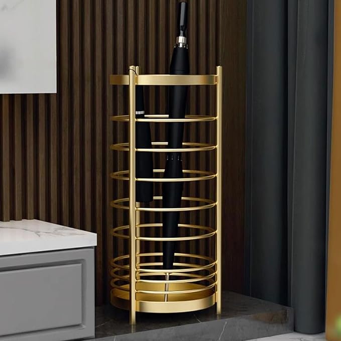 Umbrella Holder Luxury Umbrella Stand Rack for Entryway, Free Standing Metal Umbrella Holder, Round Umbrella Organizer Bin for Long Short Umbrella, Walk Stick, Home Office Indoor Umbrella holder for