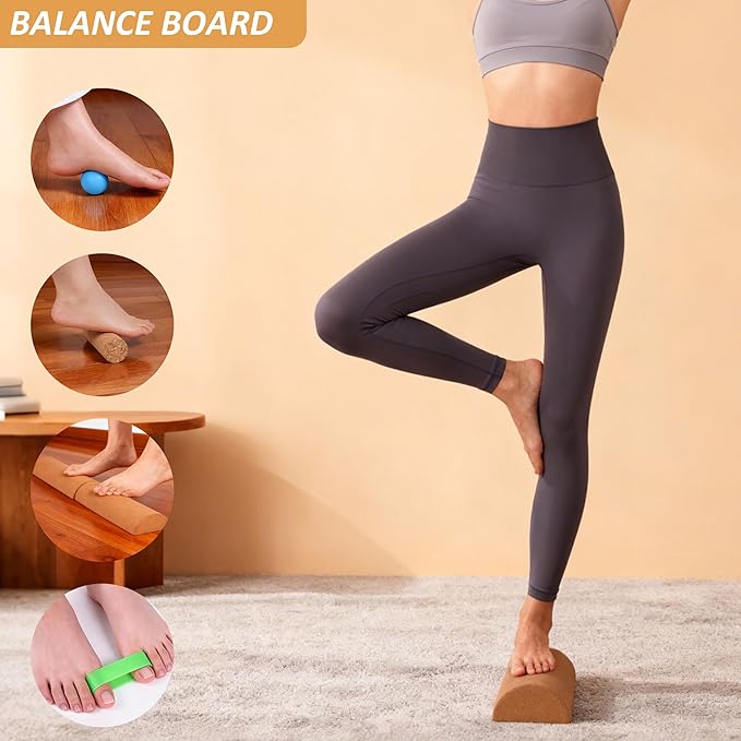 Cork Balance Board Ankle Strengthener Trainer, Foot Balance Trainer for Arch Support and Foot Pain Relief, Cork Leg Ankle Strengthening Equipment for Home, Office Fitness Equipment