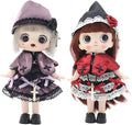 2pcs Collectible Dolls Gothic Figures Cute Birthday Gift for Girls,12 Points Articulated Anime Action Figures with Interchangeable Heads & Removable Clothes