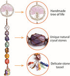 Handmade Crystal Window Car Hanging Ornaments 7 Chakra Home Decoration Feng Shui Ornament Yoga Meditation Car Decoration Tumbled Palm Stones (Style10)