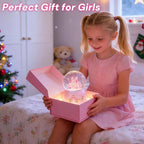 Pink Castle Snow Globes, Girls Music Snowglobes with LED 7 Colors Lights, Automatic Snow Fall Effect, Home Decor for Kids Room Essentials, Gifts for Birthday Christmas Valentines Mother's Day (Pink)