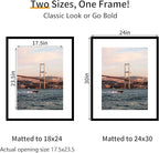 24x30 Picture Frame 3 Pack - Black Poster Frame Display Pictures 18x24 with Mat or 24 x 30 Without Mat for Wall Hanging Horizontal and Vertical