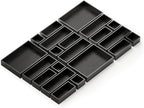 SpaceAid 21-Piece Bamboo Drawer Organizer Storage Boxes Set, Wood Tray Junk Drawer Organizers Multi-Use Divider Bins for Kitchen, Bathroom, Office Desk and Makeup Organization (21 Pack, Black)