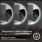 DUMOS 24 Inch Round LED Bathroom Mirror with Lights, Circle Vanity Mirror with Anti-Fog, Dimmable, 3-Color Light, Front Light and Backlit, Memory Function, Tempered Glass